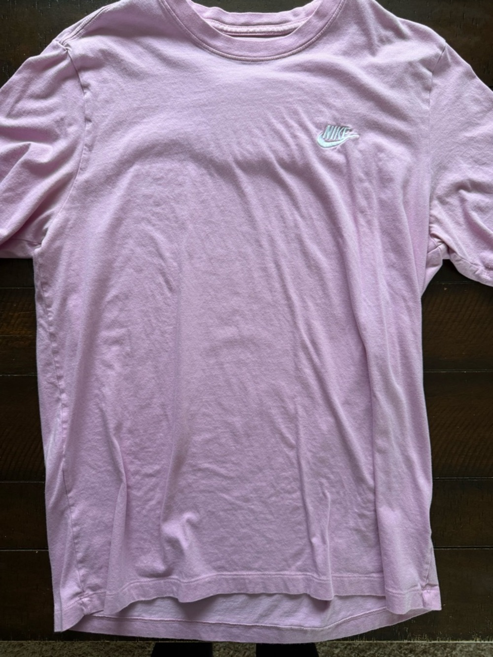 Nike Men's Light Pink Crew Neck Tee with Mini Swoosh